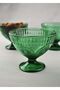 Green Magnolia Bowl - Ice Cream Plate with 3 Glass Snacks - 4