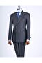 Italian Style Slim Fit Striped Double-Breasted Jacket Trousers Suit Anthracite T13197