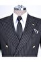 Italian Style Double-Breasted Jacket Pants Suit Black T13342 - 2
