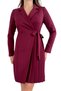 Women's Long Sleeve Dress with Double Breasted Neckline Sash and Pleat Detail 034 - 2