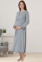 Effortt Gray Dressing Gown Pregnant Maternity Nightgown Set - 2