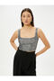 Evening Dress Bustier Sequin Embroidered Crop Thick Strap Loose Fit - 3