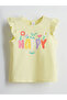 Lcw Eco Yellow Crew Neck Printed Girls' T-Shirt