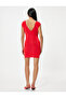 Back Low-Cut Mini Pencil Dress Cap Sleeve Round Neck - 4