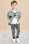 Green Pocket Flap Shirt Jean Pants Boy 3 Piece Suit 20023