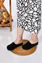 Black Women's Skin Suede Closed Daily Sabo Heeled Slippers with Stones and Buckles