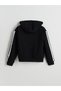 Lcw Kids Black Hooded Girl's Zip-Up Sweatshirt - 2