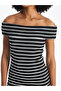 Nevavm with a Difference Kayık Yaka Striped Short Sleeve Women Bodycon Dress - 3