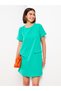 Crew Neck Straight Short Sleeve Crepe Women's Dress - 2