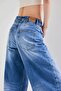 Women's Blue Denim Color 10S5-4 Belt Buckle Barrel Fit 100% Cotton Denim Jean - 2