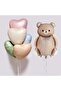 Retro Bear Foil Balloon - 5 Colors Heart Pattern, Cute Birthday Party Set Ornament