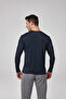 Men's Long Sleeve Navy Blue Modal T-Shirt – Crew Neck, Stretchy, Comfortable Fit, Basic Model C0T2N61 - 2
