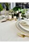 Pearl Velvet Textured White Tablecloth White - 3