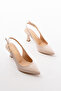 Women's Ovis Pointed Heeled Shoes - Tan-Patent Leather - 3