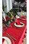 Pearl Velvet Textured Ruffled Tablecloth Red - 4