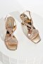 Women's Style Heeled Stone Evening Shoes Gold - 4