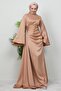 Jasmine Satin Evening Dress Sütlükkahve - 4