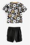 Boy's New Season Cotton Monkey Print T-Shirt and Shorts Set - Cargo Pocket - 3
