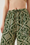Women's Khaki Waist-Tie Patterned Viscose Trousers 60261353 - 7