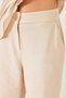 Women's Cream Belted Palazzo Trousers Linen Ayrobin Bottom-Top Set 60323 60271039 - 5