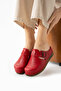 3085 Red Solid Color Perforated Anatomical Slippers - 2