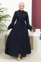 Valon Sleeved Robe - Navy Blue - 2