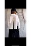 Girl's Asymmetrical Cut Back Slit and Lettering Detailed Button Closure White Color Shirt