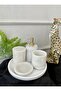Marble Bathroom Set White Liquid Soap Dispenser Solid Soap Dispenser Toothbrush Holder 5-Piece Bathroom Set - 2