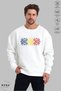 Unisex Long Sleeve Romania Cusatura Printed Crew Neck Hoodless Raster Oversize Sweatshirt - 4