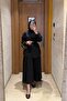 Black Belted Poplin Skirt Suit 32-3507 - 3