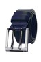 100% Genuine Men's Buffalo Leather Double Tongue Sports Men's Jeans Belt 4.5 cm Navy Blue