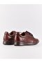 Genuine Leather Brown Lace-Up Rubber Sole Men's Casual Shoes - 3