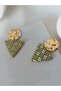 Gold Detail Triangle Polymer Clay Design Earrings - Handmade - 5