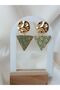 Gold Detail Triangle Polymer Clay Design Earrings - Handmade - 4