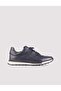 Genuine Leather Navy Blue Lace-Up Men's Sports Sneakers