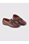 Genuine Leather Brown Men's Loafer Shoes with Buckle Detail - 4