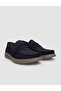 100% Genuine Leather Navy Blue Nubuck Men's Casual Shoes - 2