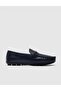 Buckle Genuine Leather Navy Blue Men's Loafer Shoes