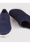 Knitwear Leather Navy Blue Lace-Up Men's Casual Shoes - 4