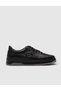 Rubber Sole Genuine Leather Black Lace-Up Men's Sports Shoes
