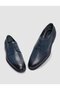 Genuine Leather Navy Blue Lace-Up Men's Classic Shoes - 4