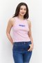 Women Round Neck Sleeveless Brand Logo Tank Top, Pink