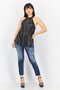 Women Mock Neck Sleeveless Plain Top, Black - 3