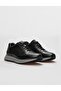 Genuine Leather Black Lace-Up Men's Sports Shoes - 2