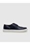 Genuine Leather Navy Blue Lace-Up Men's Sports Shoes