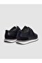 Genuine Leather Navy Blue Lace-Up Men's Sports Shoes - 3