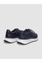 Genuine Leather Navy Blue Lace-Up Men's Sports Shoes - 3