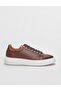 Genuine Leather Tan Lace-Up Men's Sports Shoes