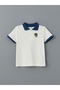 Ecru Polo Collar Embroidered Boy's T-Shirt and Shorts 2-Piece - 6