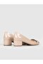 Patent Leather Genuine Leather Beige Women's Thick Heeled Shoes - 3
